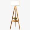 wooden tripod shelf lamp