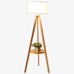 wooden tripod shelf lamp