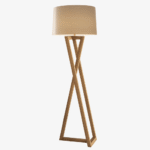 Modern Sculptural Crisscross Floor Lamp with Natural Shade